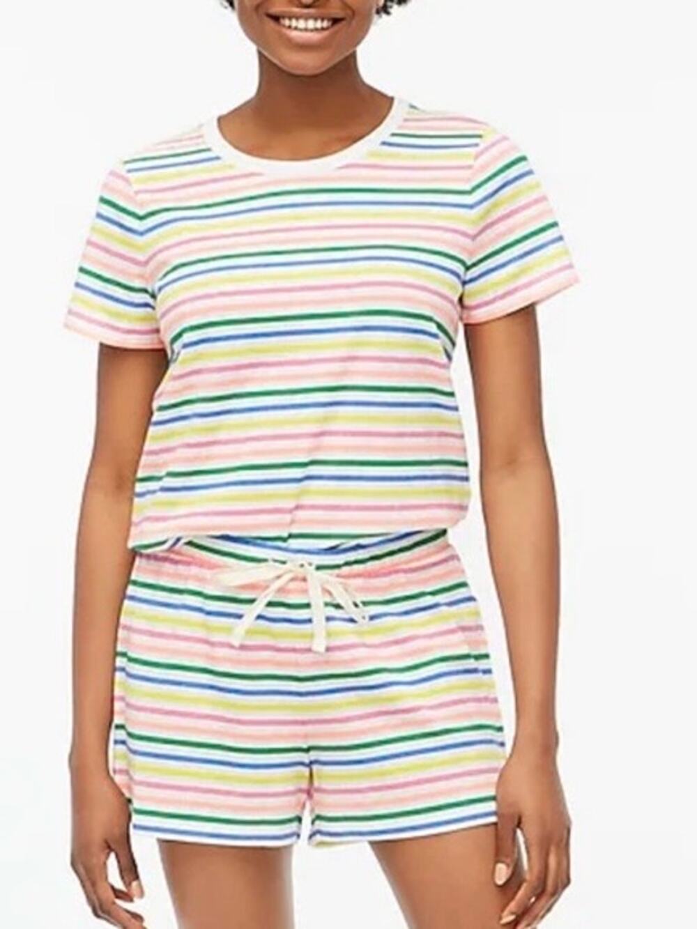 J.Crew Rainbow Stripe Cotton Pajama Short Set Sz.XS